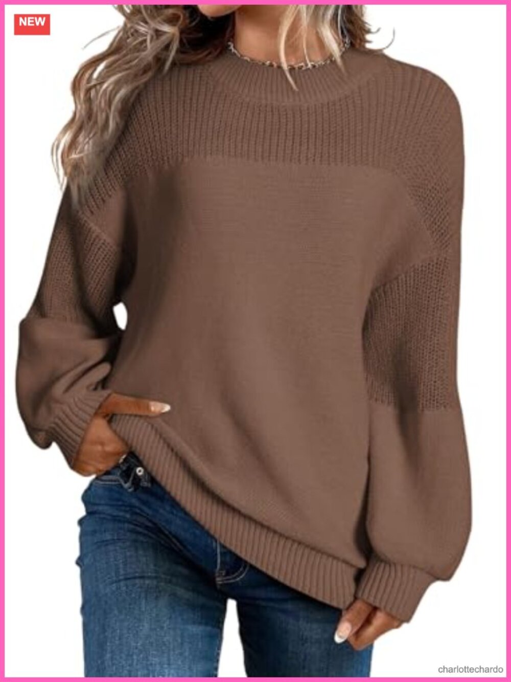 Oversized Long Sleeve Crewneck Pullover Sweater - Soft Knit, Loose Fit